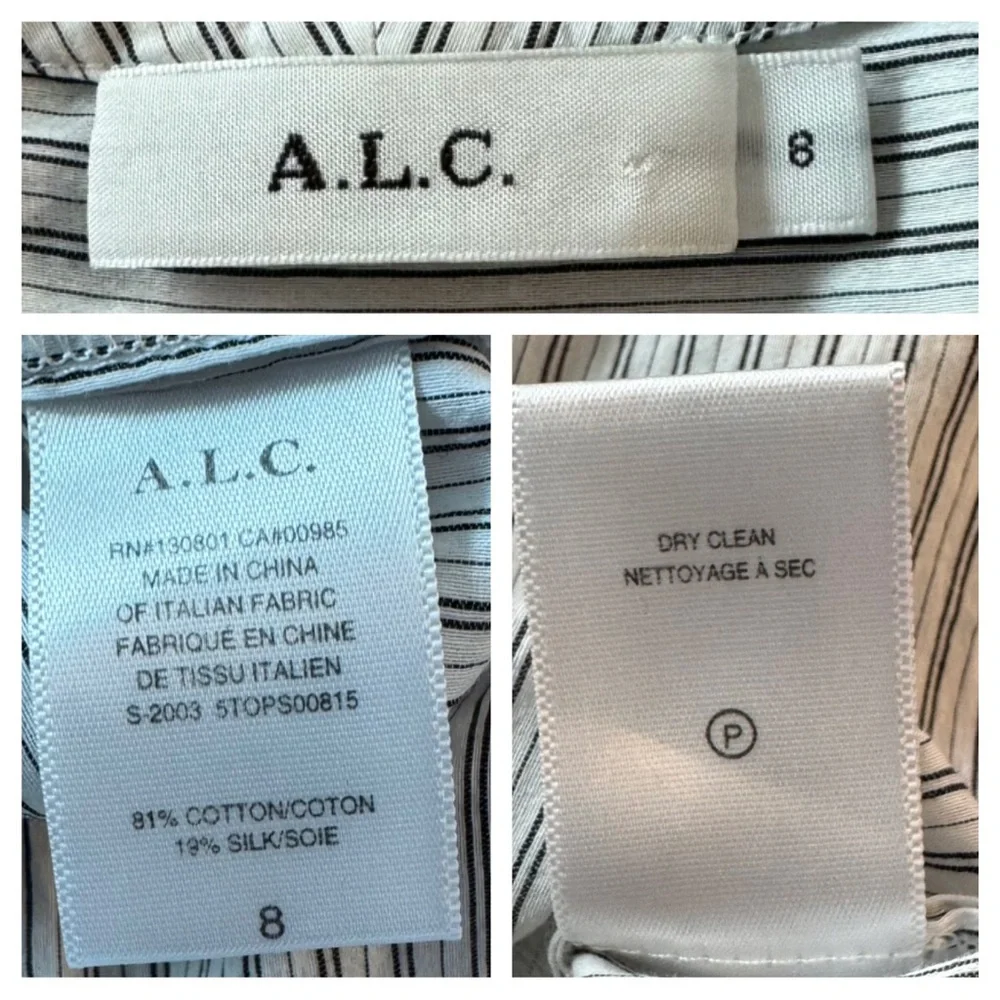A.L.C. Laurie Silk and Cotton Striped Tunic Top - Picture 8 of 11